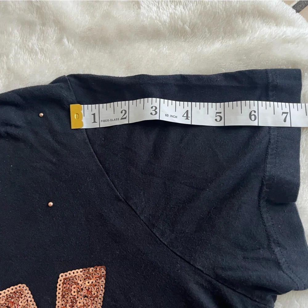 PINK Victoria's Secret Black Tee with  Sequin Logo - Picture 7 of 7